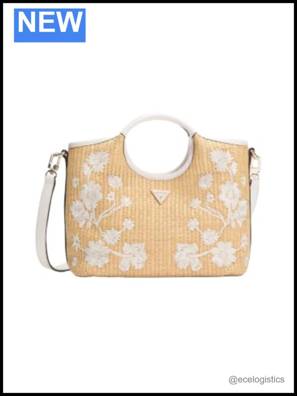 Straw Mini Satchel with Magnetic Closure - GUESS Kirsten Adjustable Crossbody